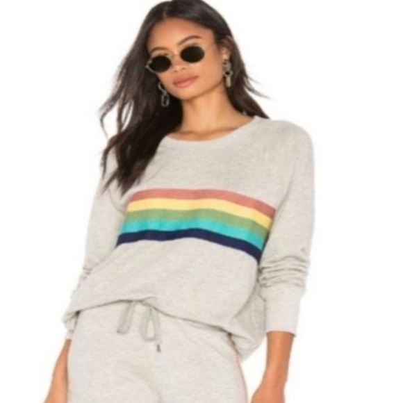 Sundry Tops - *EUC* Sundry Crewneck Rainbow Striped Sweatshirt XS